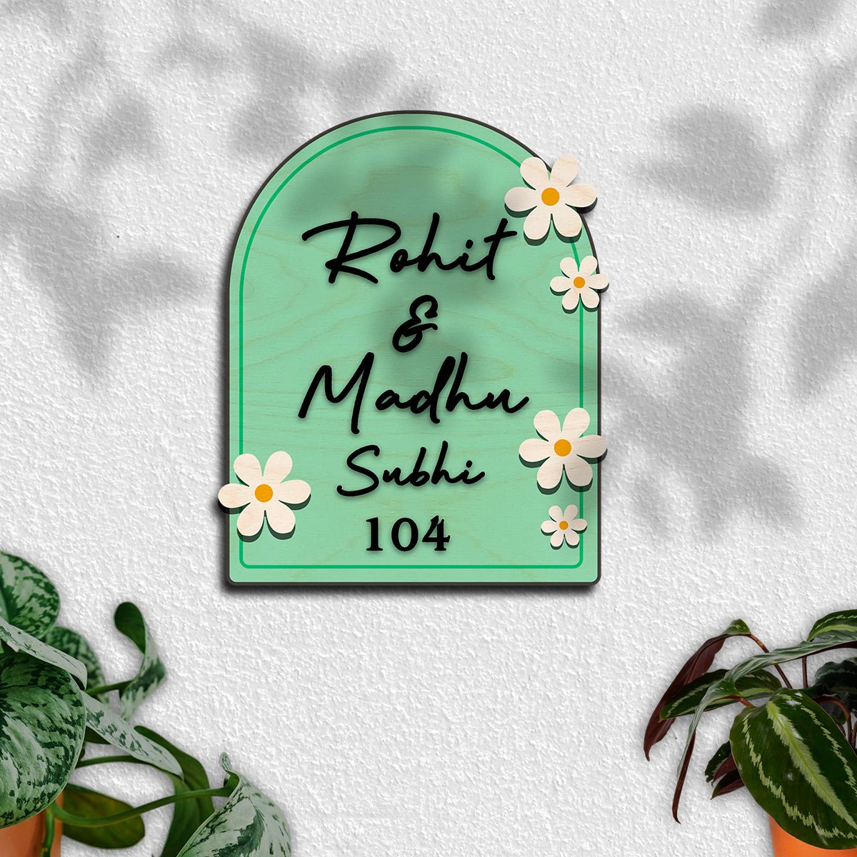 House Wooden Name Plate Design – Daisy & House Icon 3D - Sblossom