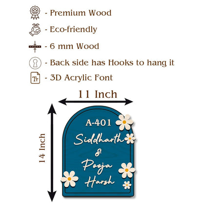 House Wooden Name Plate Design – Daisy & House Icon 3D - Sblossom