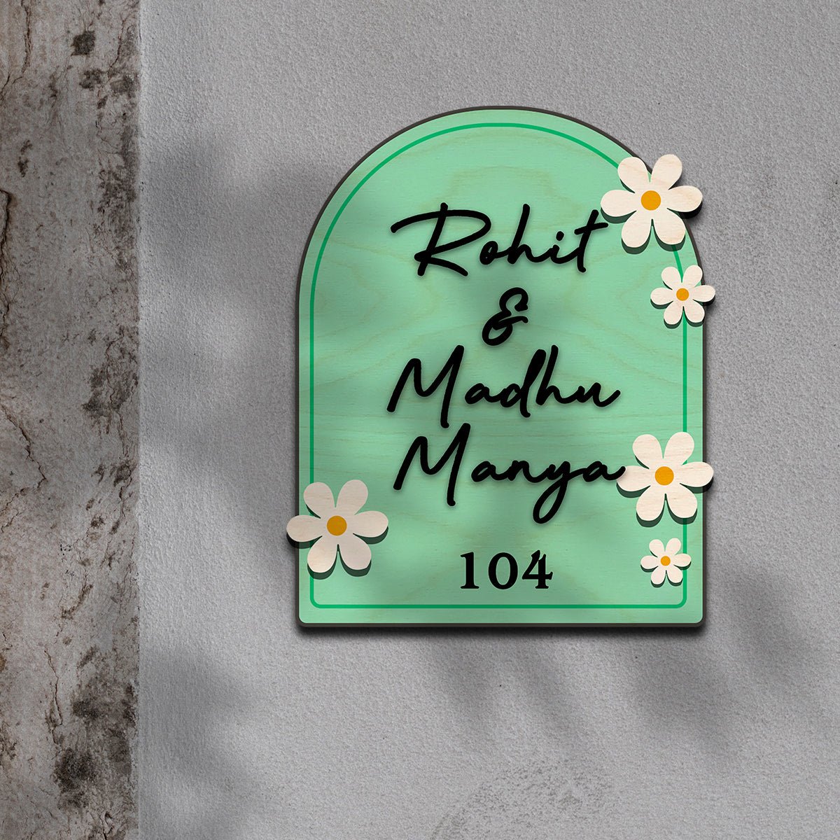 House Wooden Name Plate Design – Daisy & House Icon 3D - Sblossom