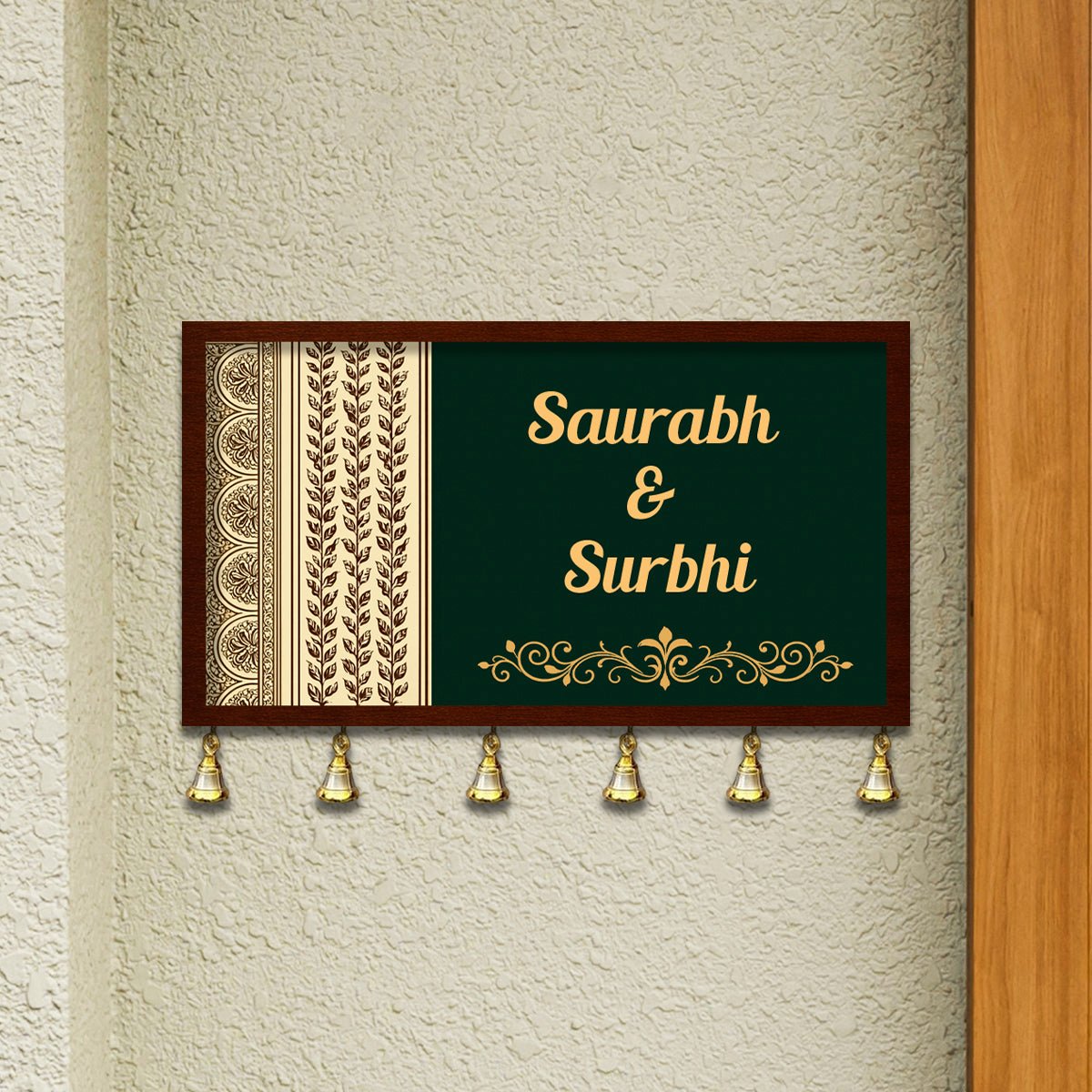 Husband Wife Couple Name Plate for Door – Green 3D - Sblossom