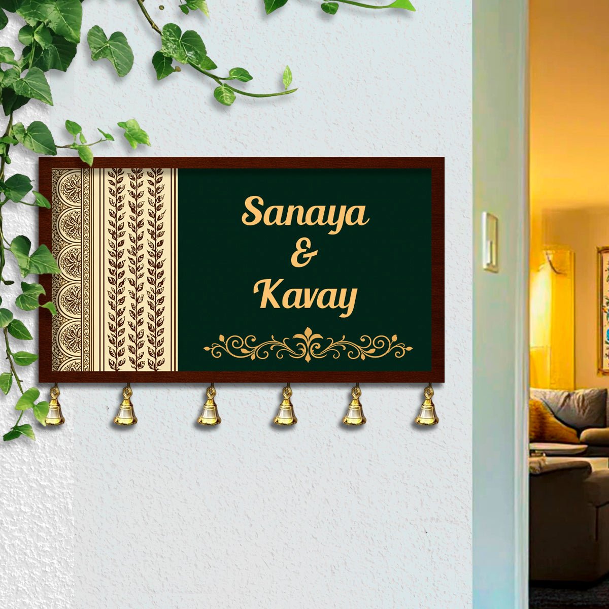 Husband Wife Couple Name Plate for Door – Green 3D - Sblossom