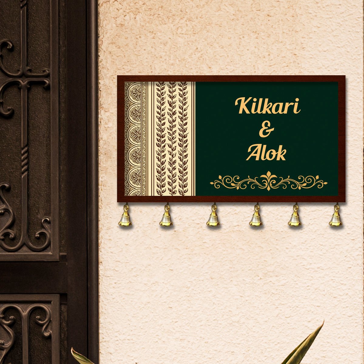 Husband Wife Couple Name Plate for Door – Green 3D - Sblossom