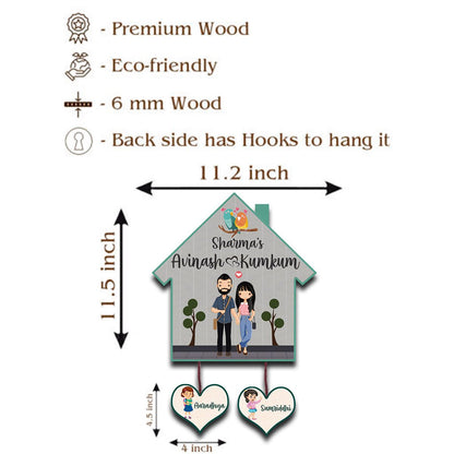 Hut Name Plate Design – Couple with Two Kids Tags - Sblossom