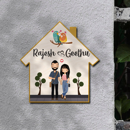 Hut Shape Couple Name Plate – White Lovebird Hut - Sblossom