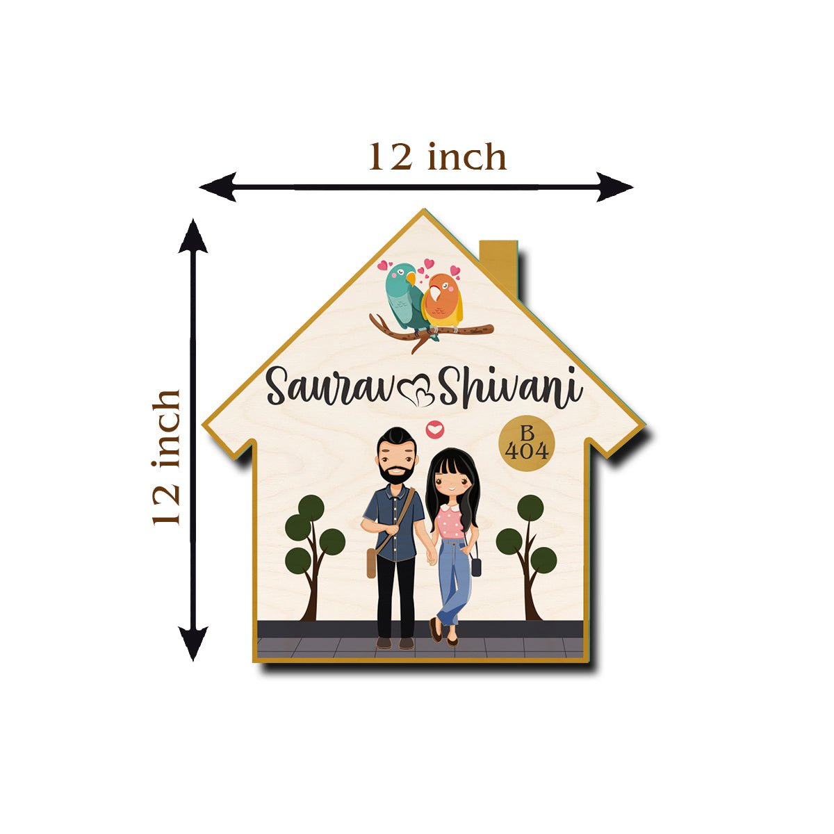 Hut Shape Couple Name Plate – White Lovebird Hut - Sblossom