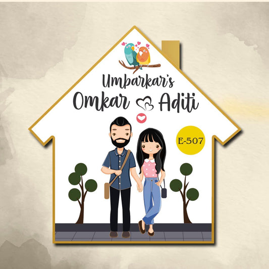Hut Shape Couple Name Plate – White Lovebird Hut - Sblossom