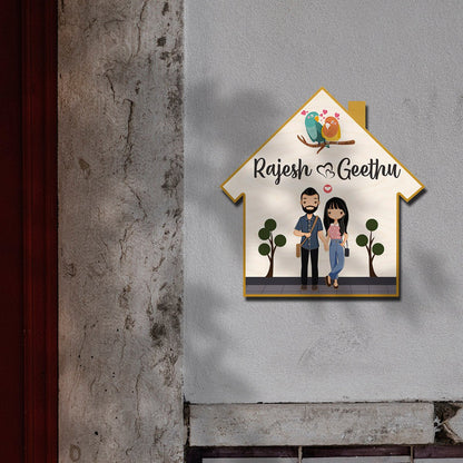 Hut Shape Couple Name Plate – White Lovebird Hut - Sblossom
