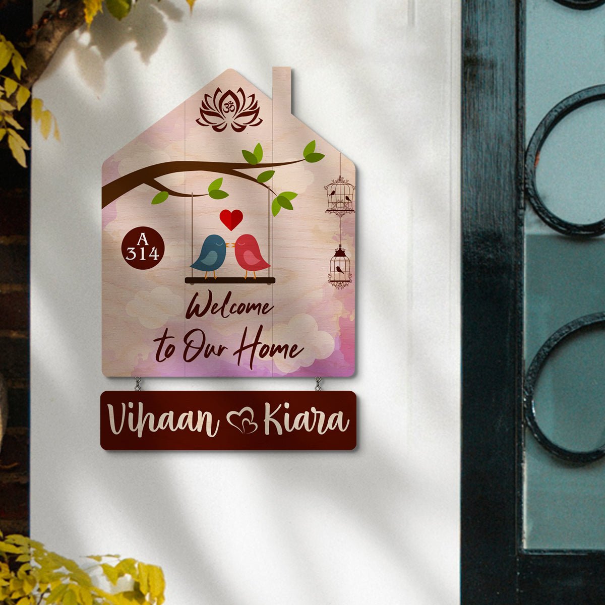 Hut Shape Name Plate – Lovebird Swing for Home Door - Sblossom