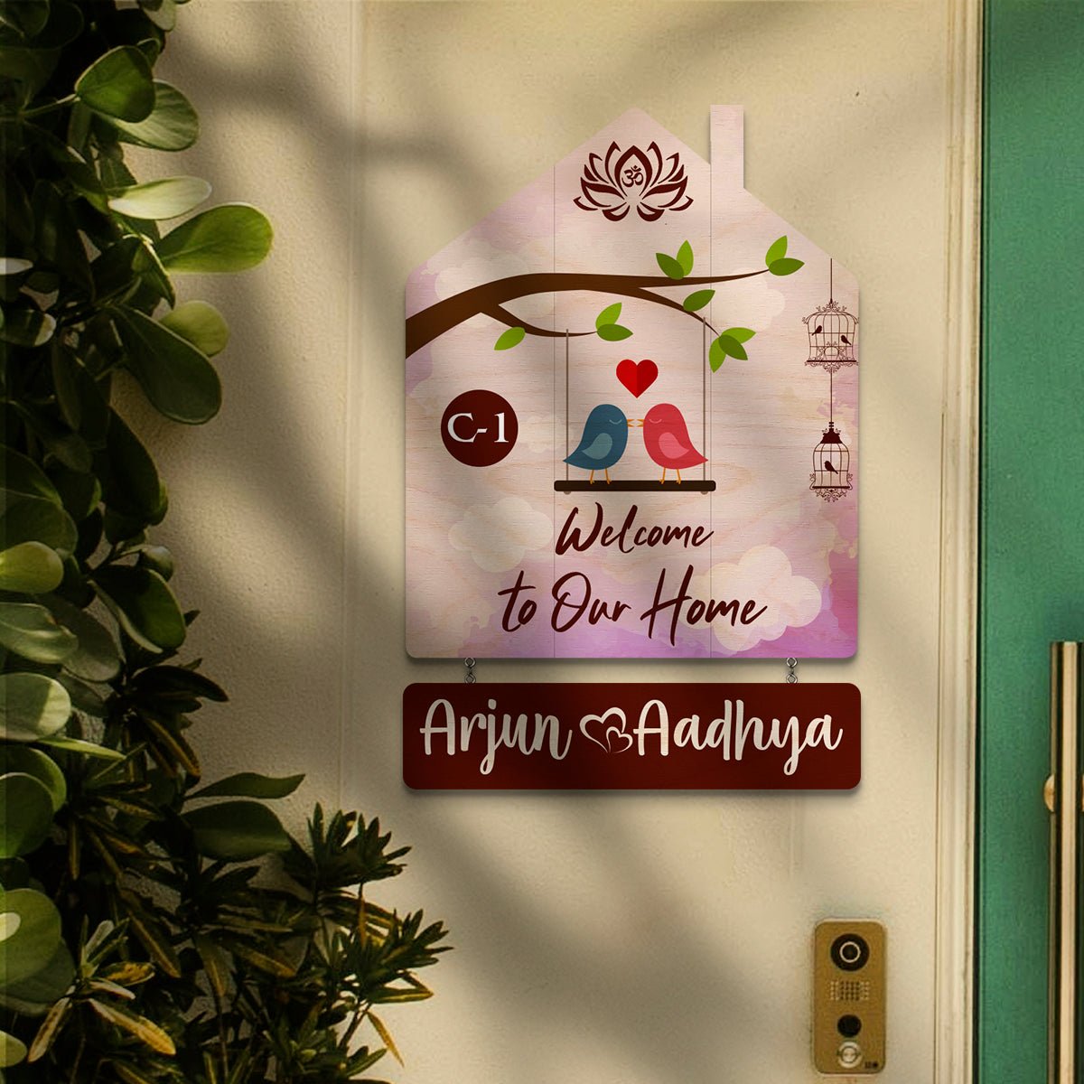 Hut Shape Name Plate – Lovebird Swing for Home Door - Sblossom