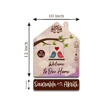 Hut Shape Name Plate – Lovebird Swing for Home Door - Sblossom