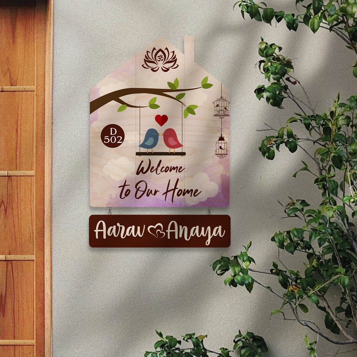 Hut Shape Name Plate – Lovebird Swing for Home Door - Sblossom