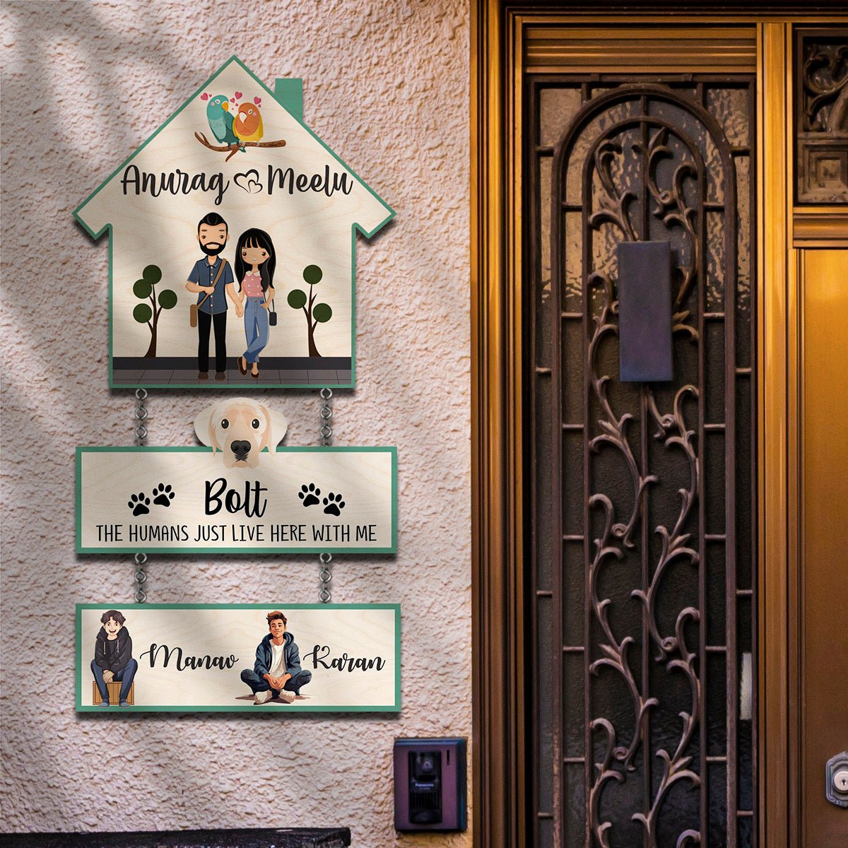 Hut-Style Family Name Plate for Home with Kids Names - Sblossom
