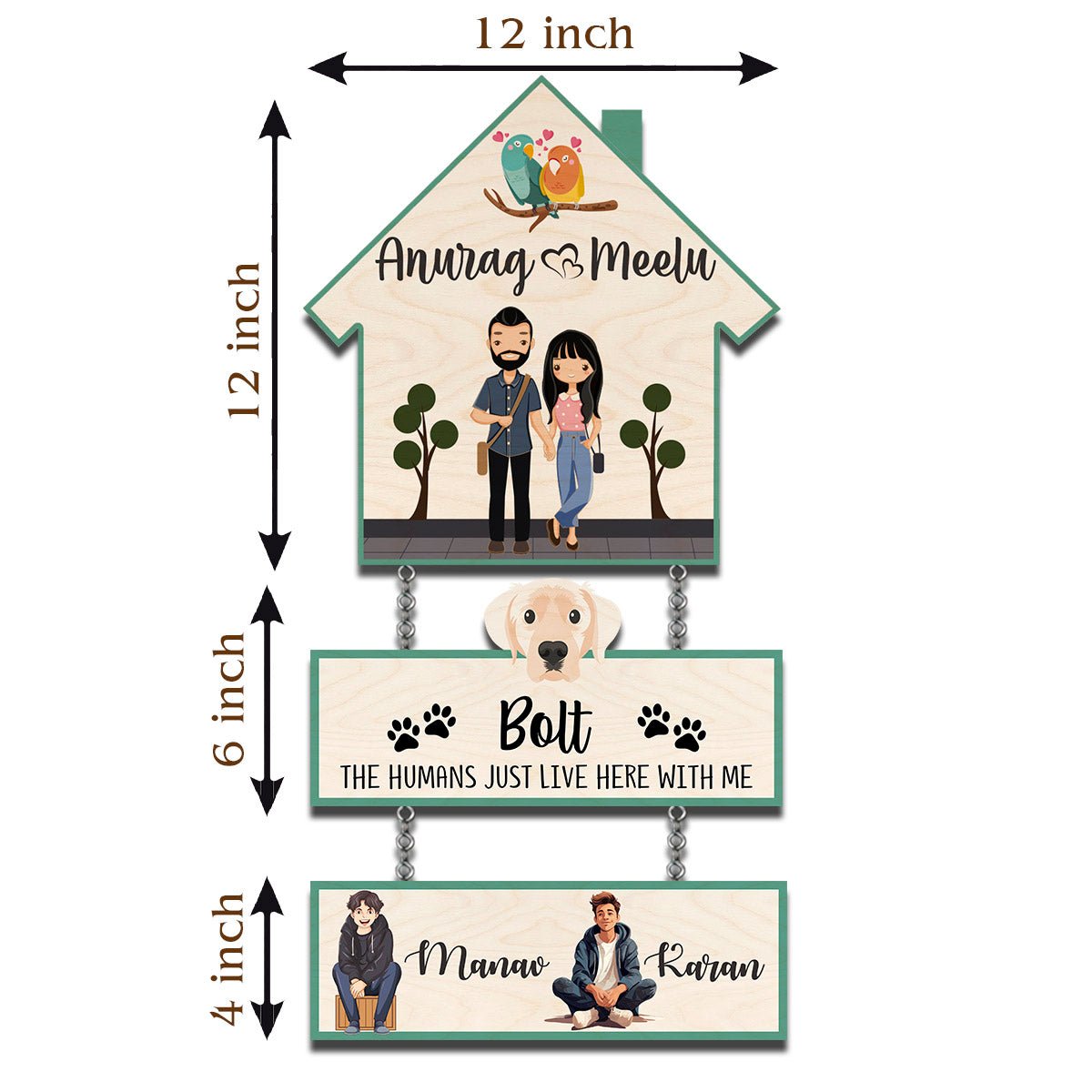 Hut-Style Family Name Plate for Home with Kids Names - Sblossom