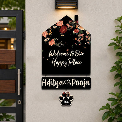 Hut Style Name Plate with Pets | Personalized - Sblossom