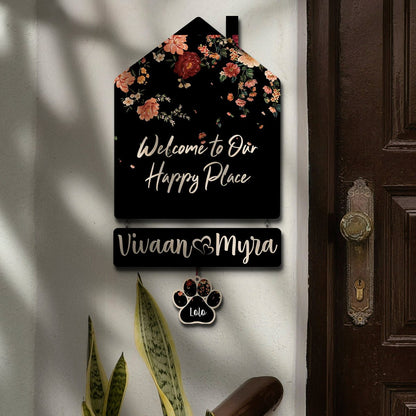 Hut Style Name Plate with Pets | Personalized - Sblossom