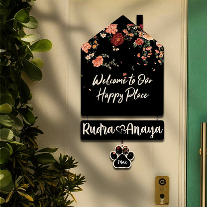Hut Style Name Plate with Pets | Personalized - Sblossom