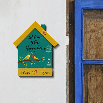 Hut-Style Welcome Name Board Design for Home - Sblossom