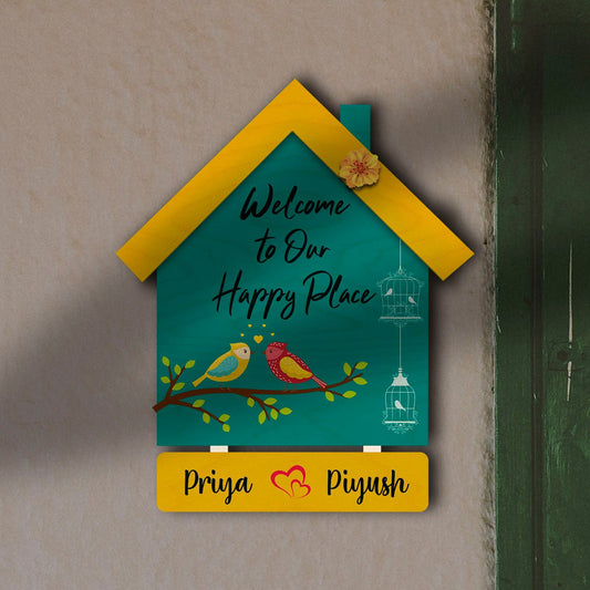 Hut-Style Welcome Name Board Design for Home - Sblossom