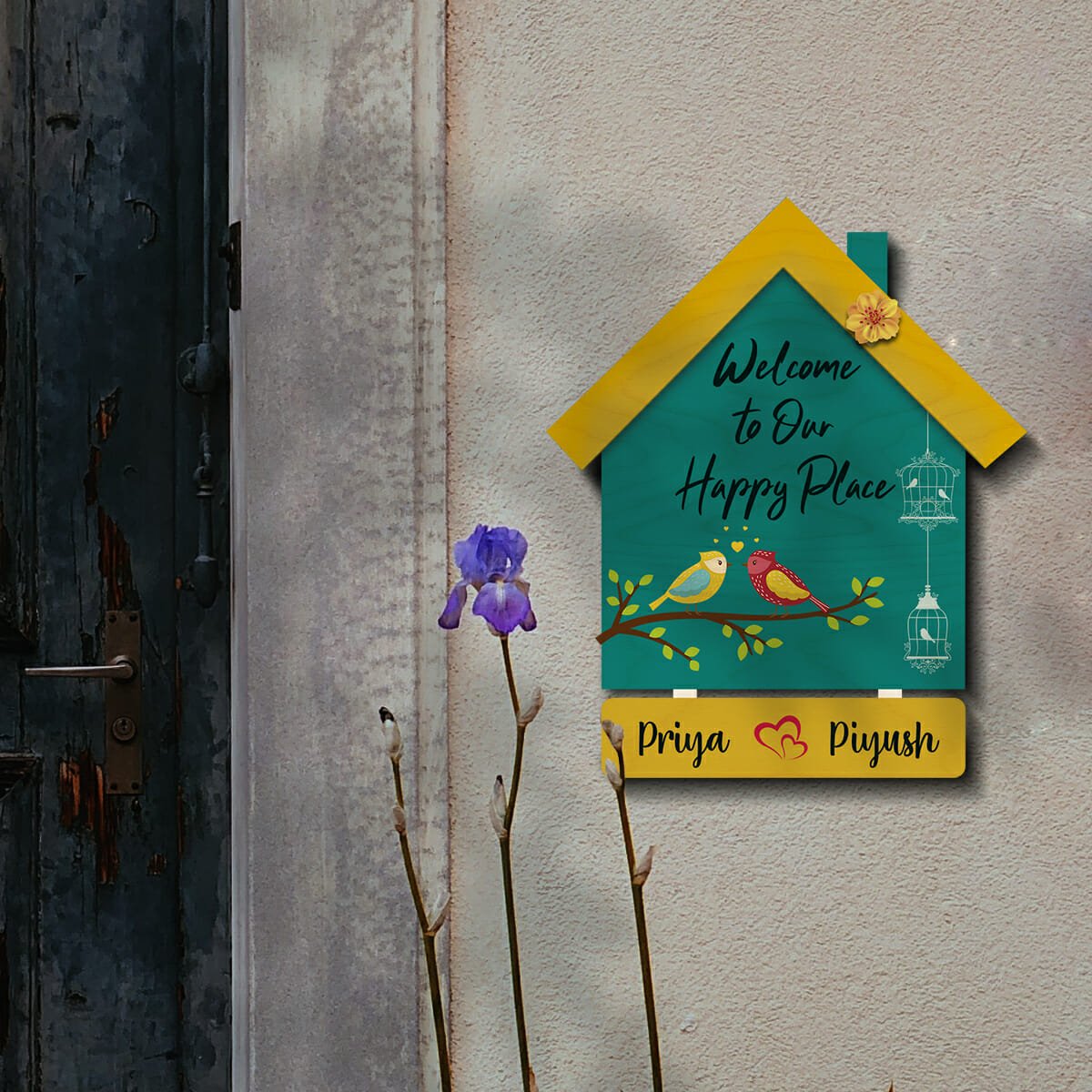 Hut-Style Welcome Name Board Design for Home - Sblossom