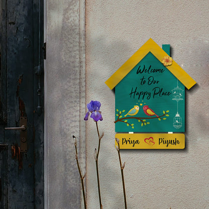 Hut-Style Welcome Name Board Design for Home - Sblossom
