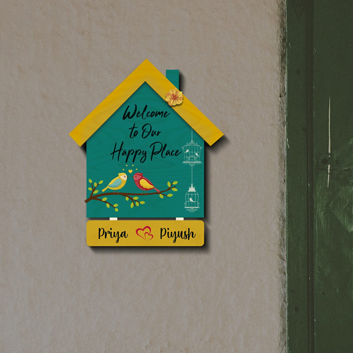 Hut-Style Welcome Name Board Design for Home - Sblossom