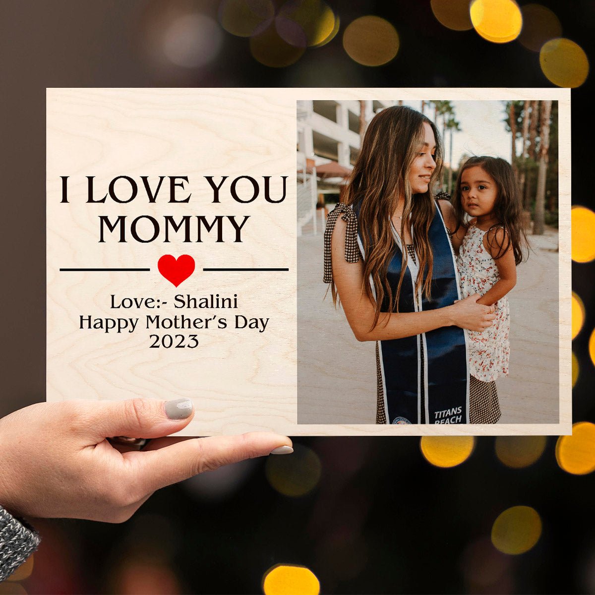 I Love You Mom Wood Print with Personalized Photo for Mother - Sblossom