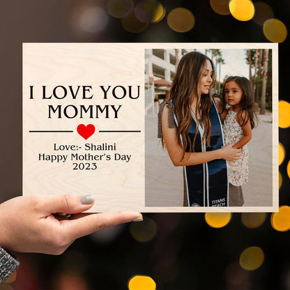I Love You Mom Wood Print with Personalized Photo for Mother - Sblossom