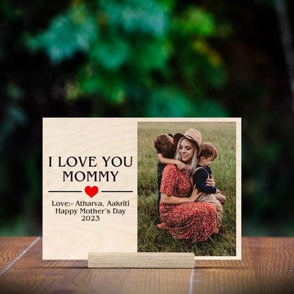 I Love You Mom Wood Print with Personalized Photo for Mother - Sblossom