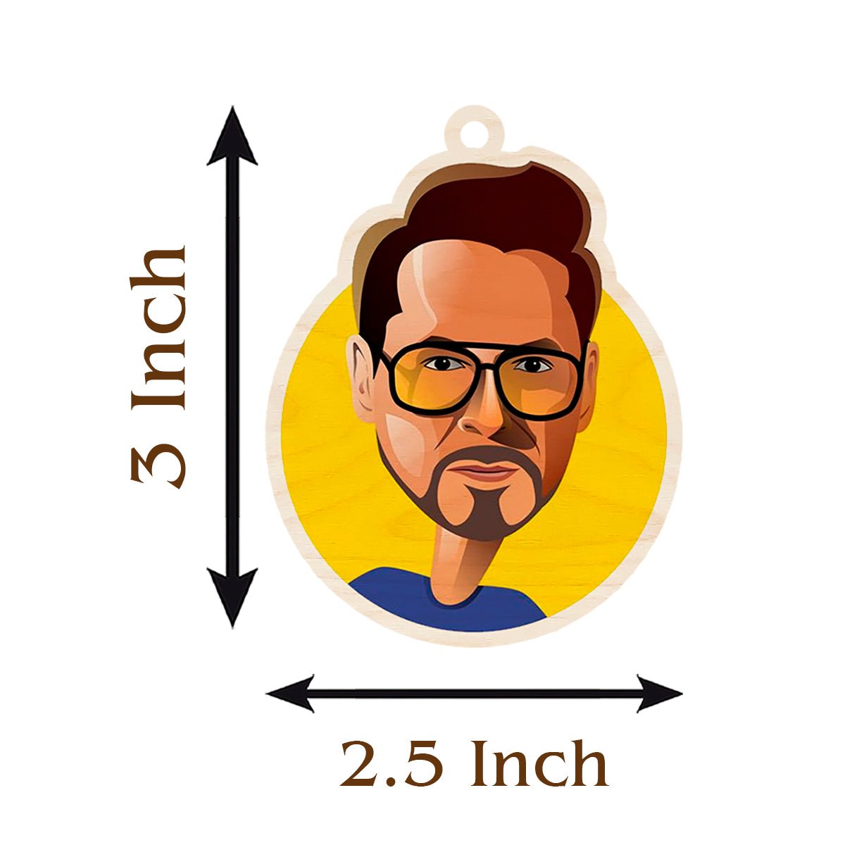Iron Man Keychain in Wood with Tony Stark Shades Round Design - Sblossom