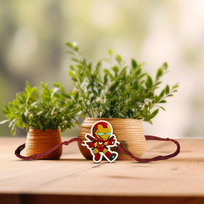 Iron Man Kids Rakhi in Wood with Avengers Design for Brother - Sblossom