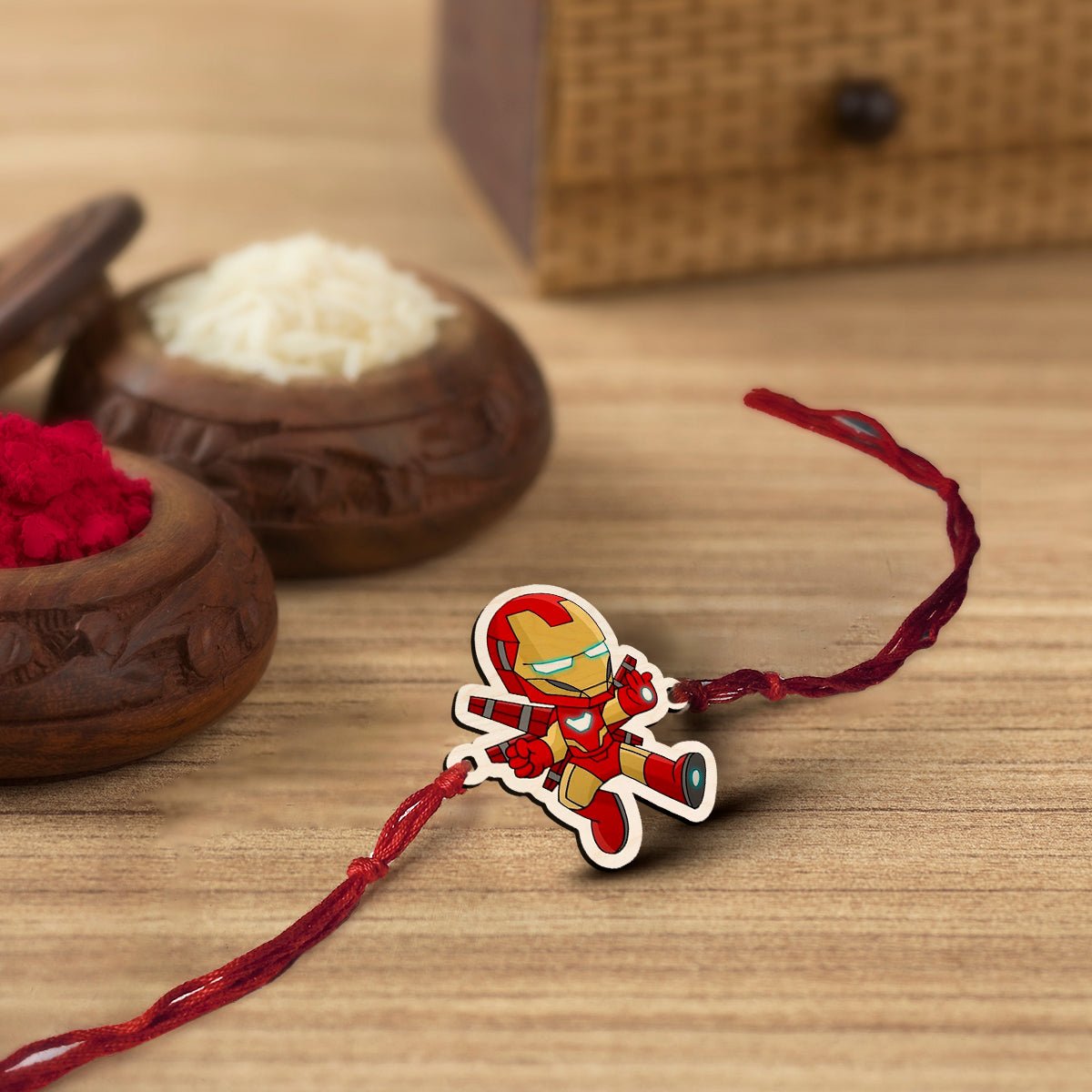 Iron Man Kids Rakhi in Wood with Avengers Design for Brother - Sblossom