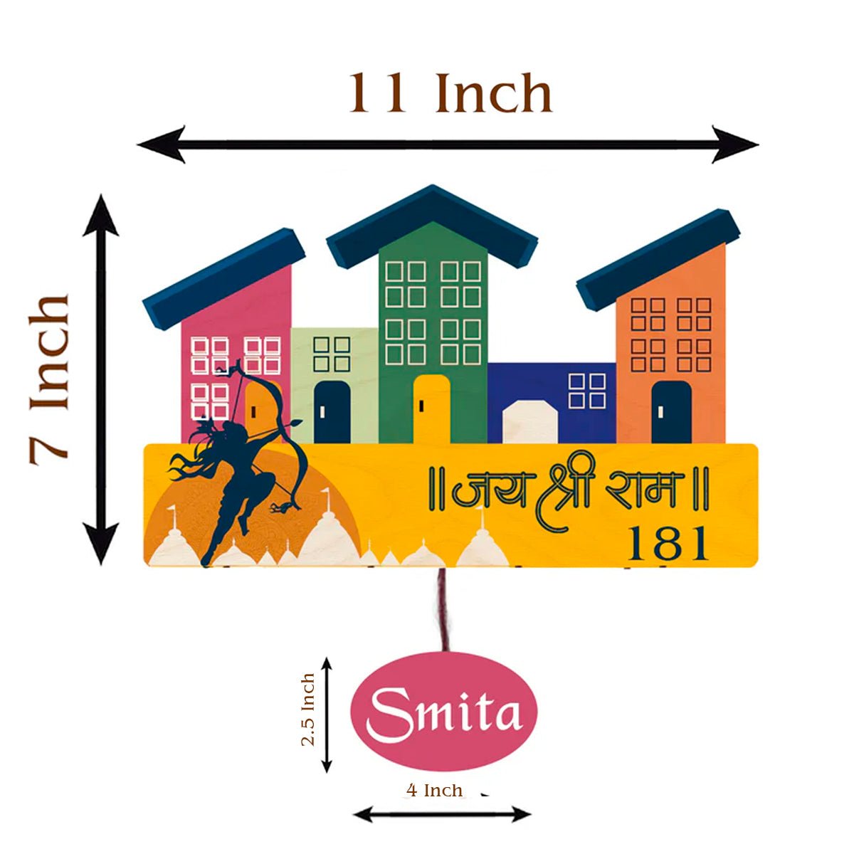 Jai Shree Ram Name Plate – Ram Skyline for Main Door - Sblossom