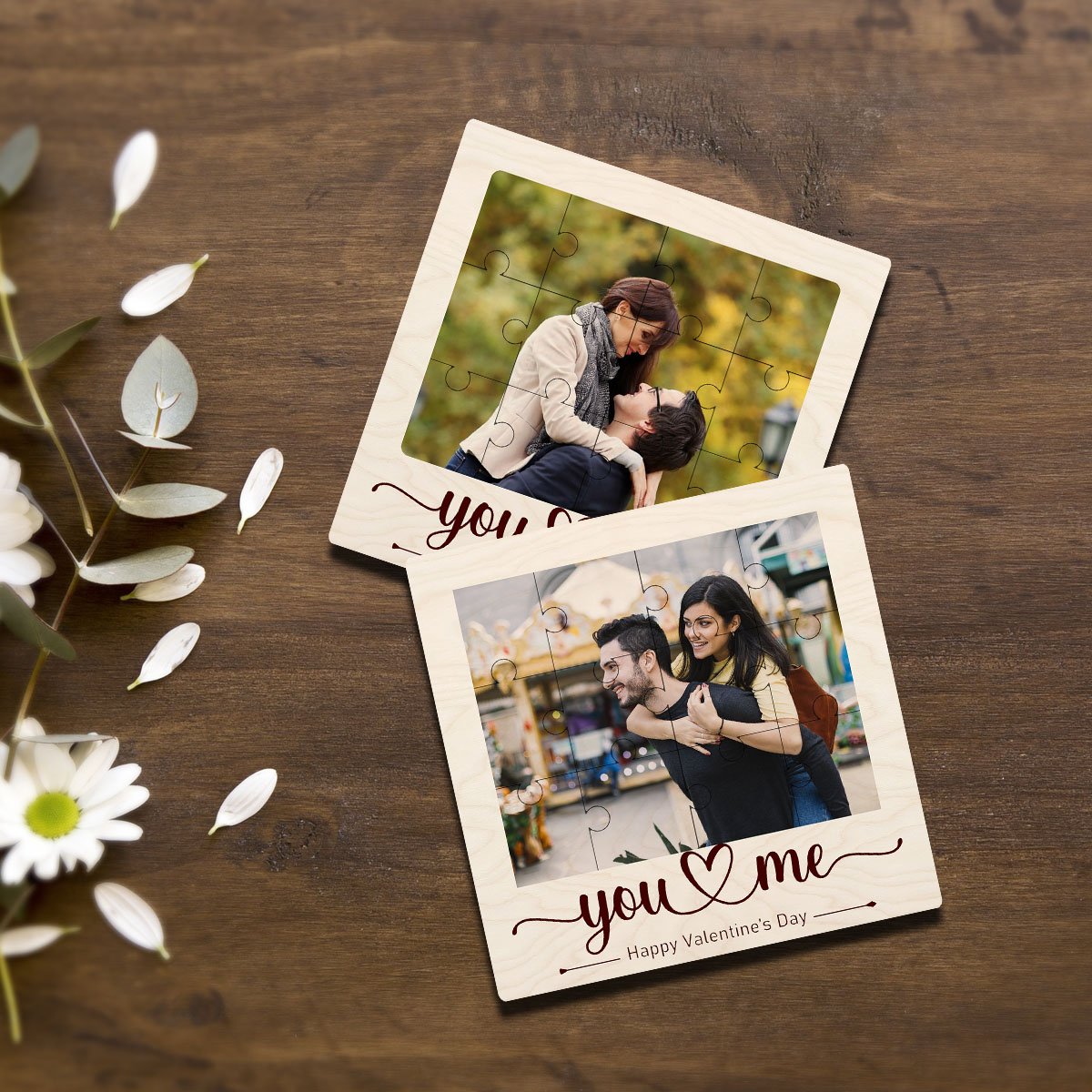 Jigsaw Couple Fridge Magnet in Wood with You Me Photo Design - Sblossom