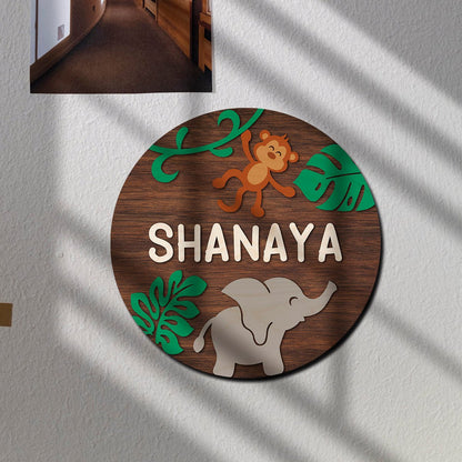 Jungle Name Plate Design for Kids Bedroom - Sblossom