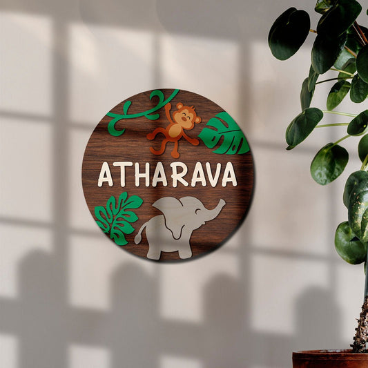 Jungle Name Plate Design for Kids Bedroom - Sblossom
