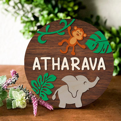 Jungle Name Plate Design for Kids Bedroom - Sblossom