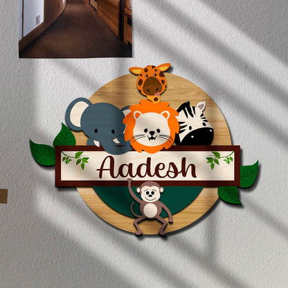 Jungle Safari Name Plate Design for Kids Room - Sblossom