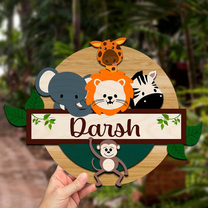 Jungle Safari Name Plate Design for Kids Room - Sblossom