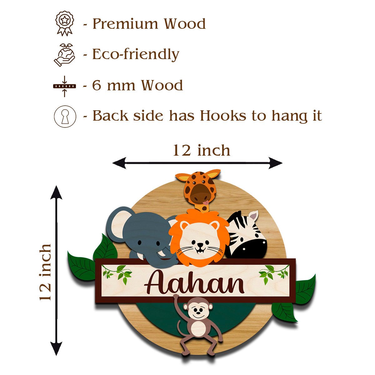 Jungle Safari Name Plate Design for Kids Room - Sblossom