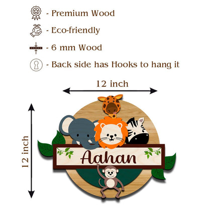 Jungle Safari Name Plate Design for Kids Room - Sblossom