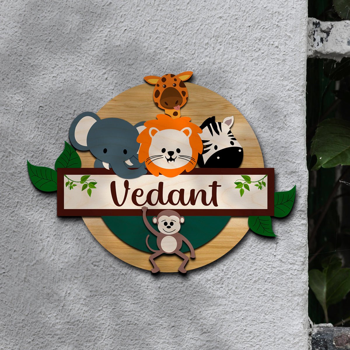 Jungle Safari Name Plate Design for Kids Room - Sblossom