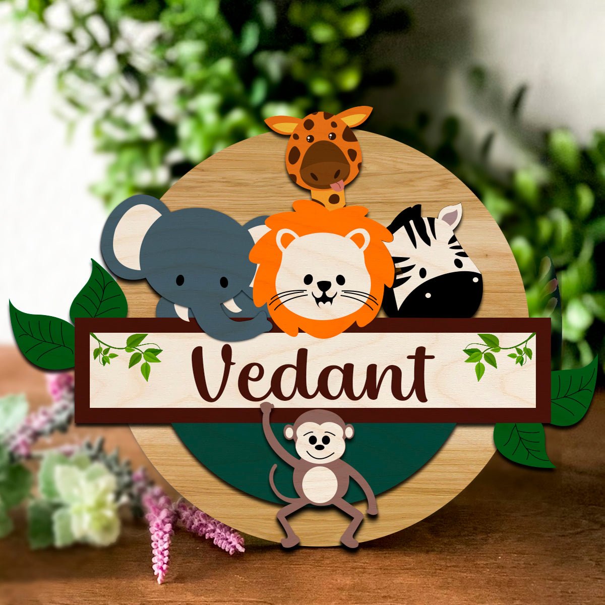 Jungle Safari Name Plate Design for Kids Room - Sblossom