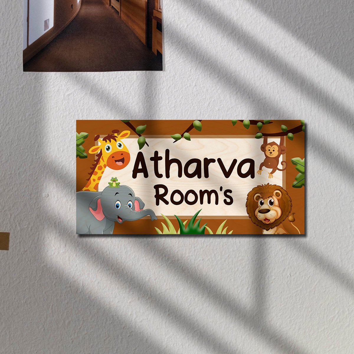 Jungle Theme Kids Name Plate — Wooden - Sblossom