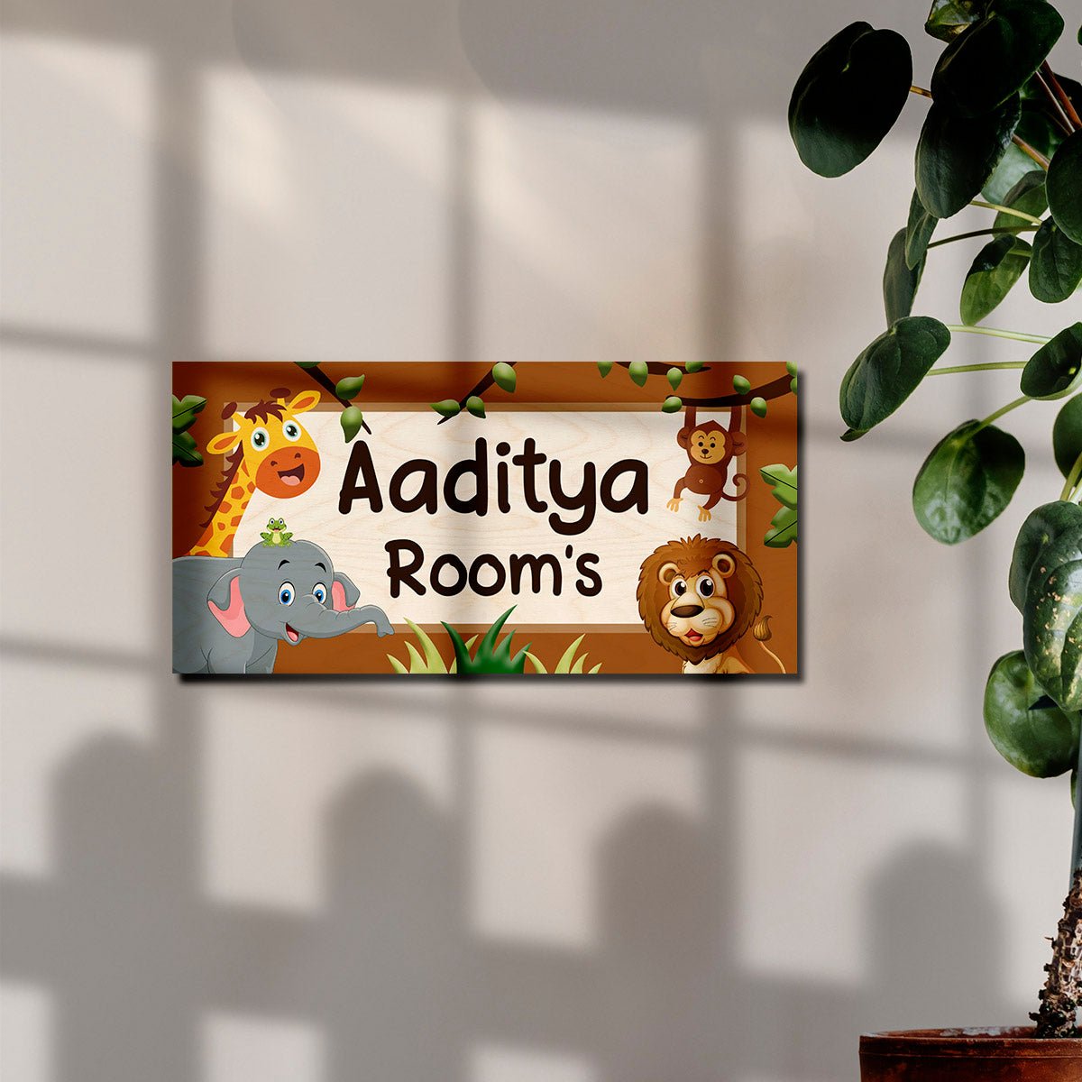 Jungle Theme Kids Name Plate — Wooden - Sblossom