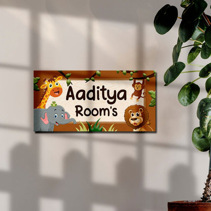 Jungle Theme Kids Name Plate — Wooden - Sblossom