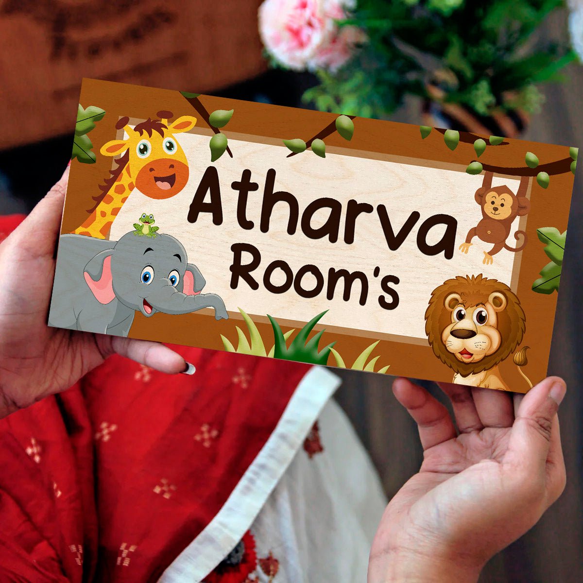 Jungle Theme Kids Name Plate — Wooden - Sblossom