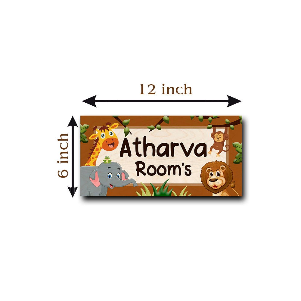 Jungle Theme Kids Name Plate — Wooden - Sblossom