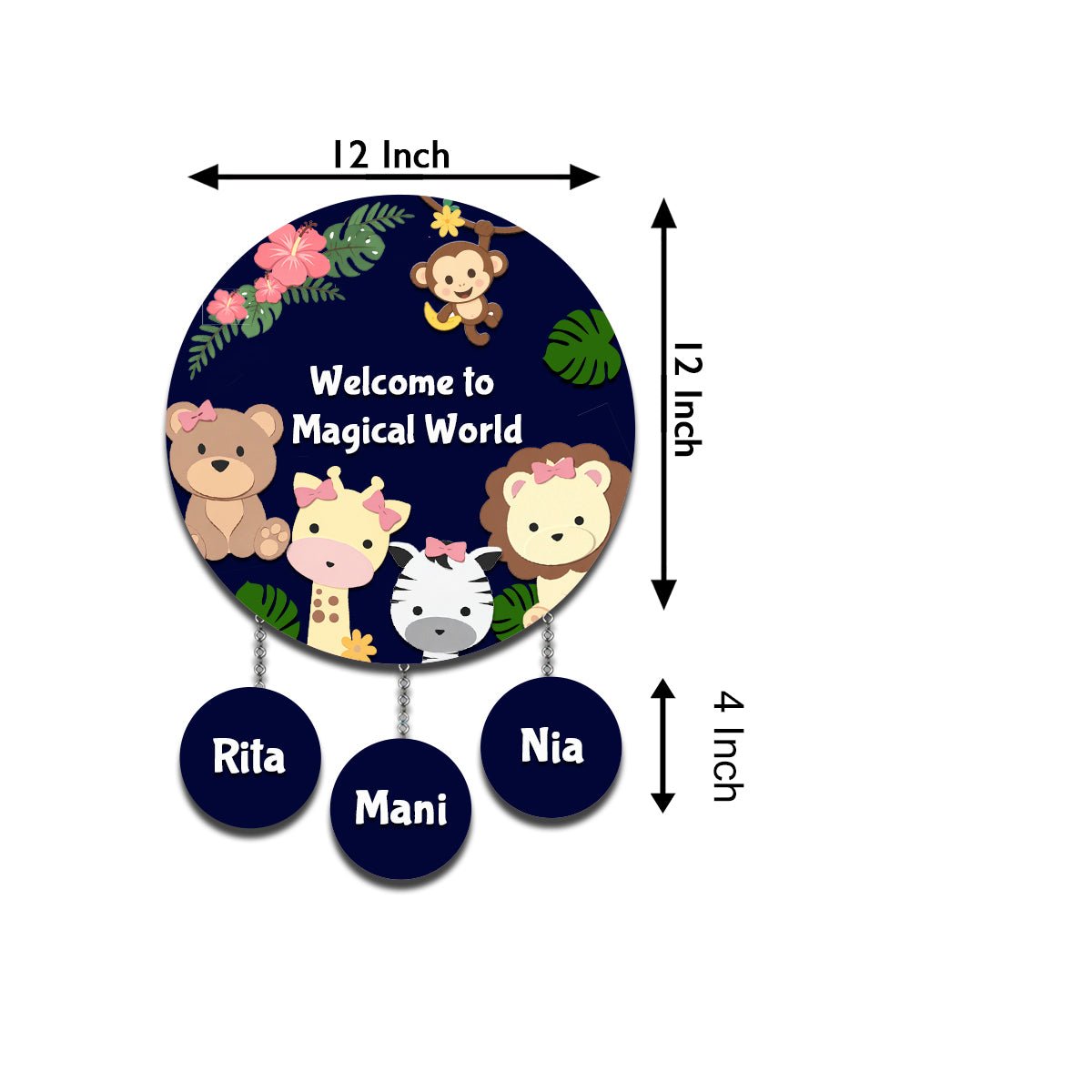 Jungle Theme Name Plate for Kids Room — Wooden - Sblossom