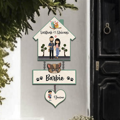 Kid-and-Cat Name Plate for Home - Sblossom