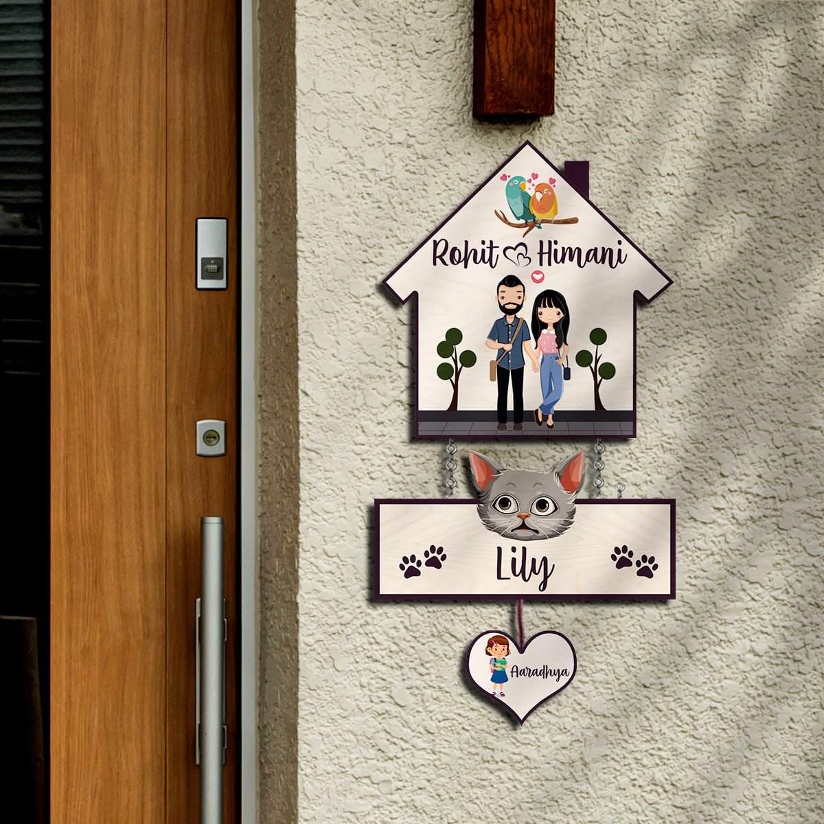 Kid-and-Cat Name Plate for Home - Sblossom